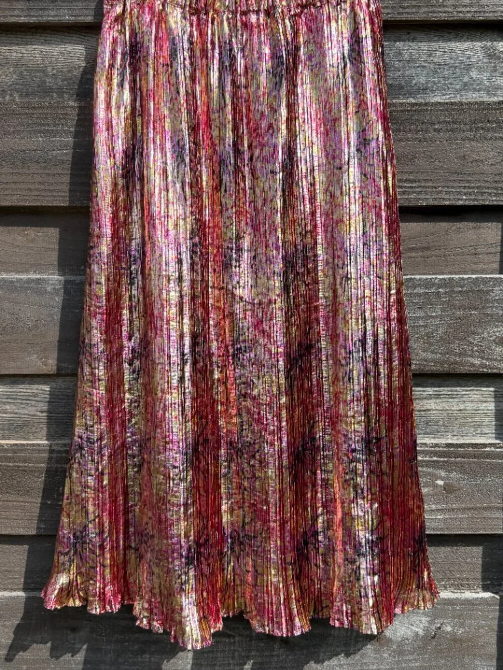 Kate Spade Pleated Metallic Gold Lame Skirt Winter Chrysanthemum Small